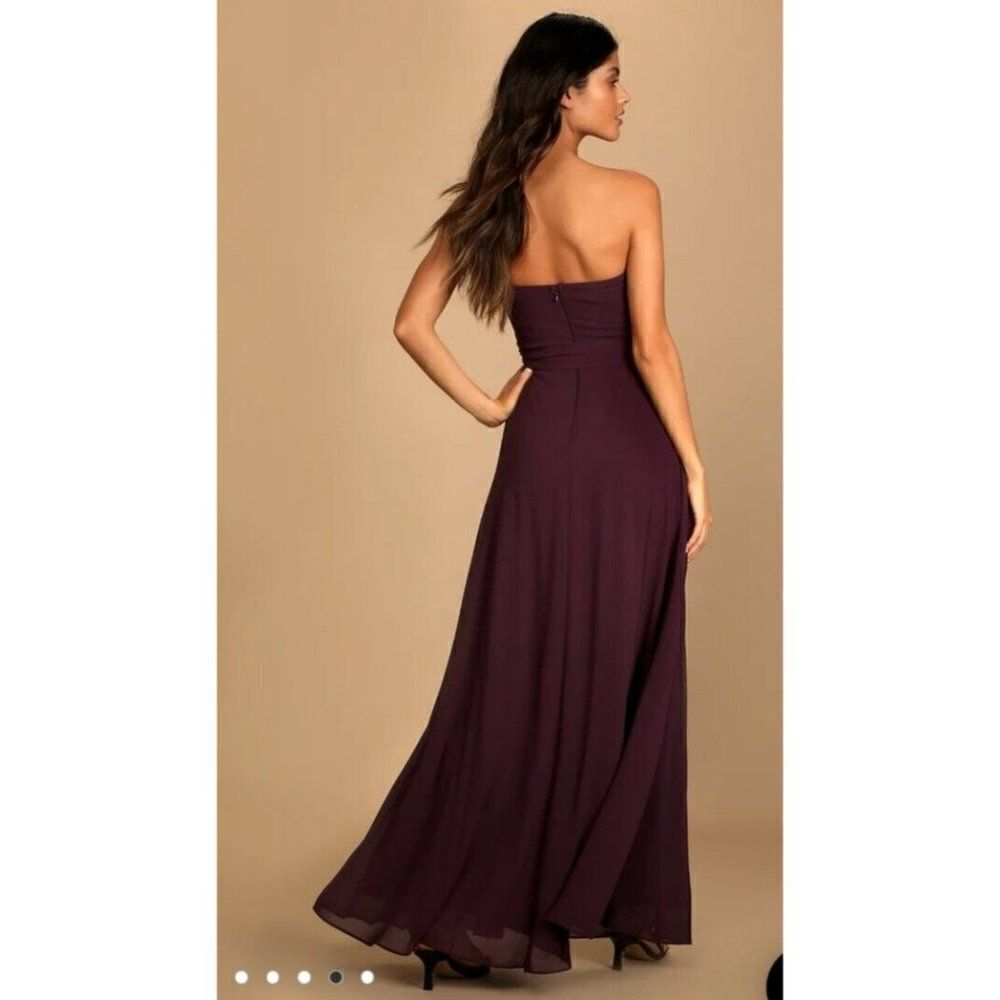 Lulu’s Dress‎ Purple Elegant Events Dark Purple Strapless Maxi Dress Medium - Picture 8 of 8